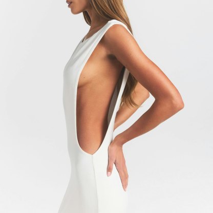 SMOOTH LAYERS CUT OUT LONG DRESS - EGRET - image 13