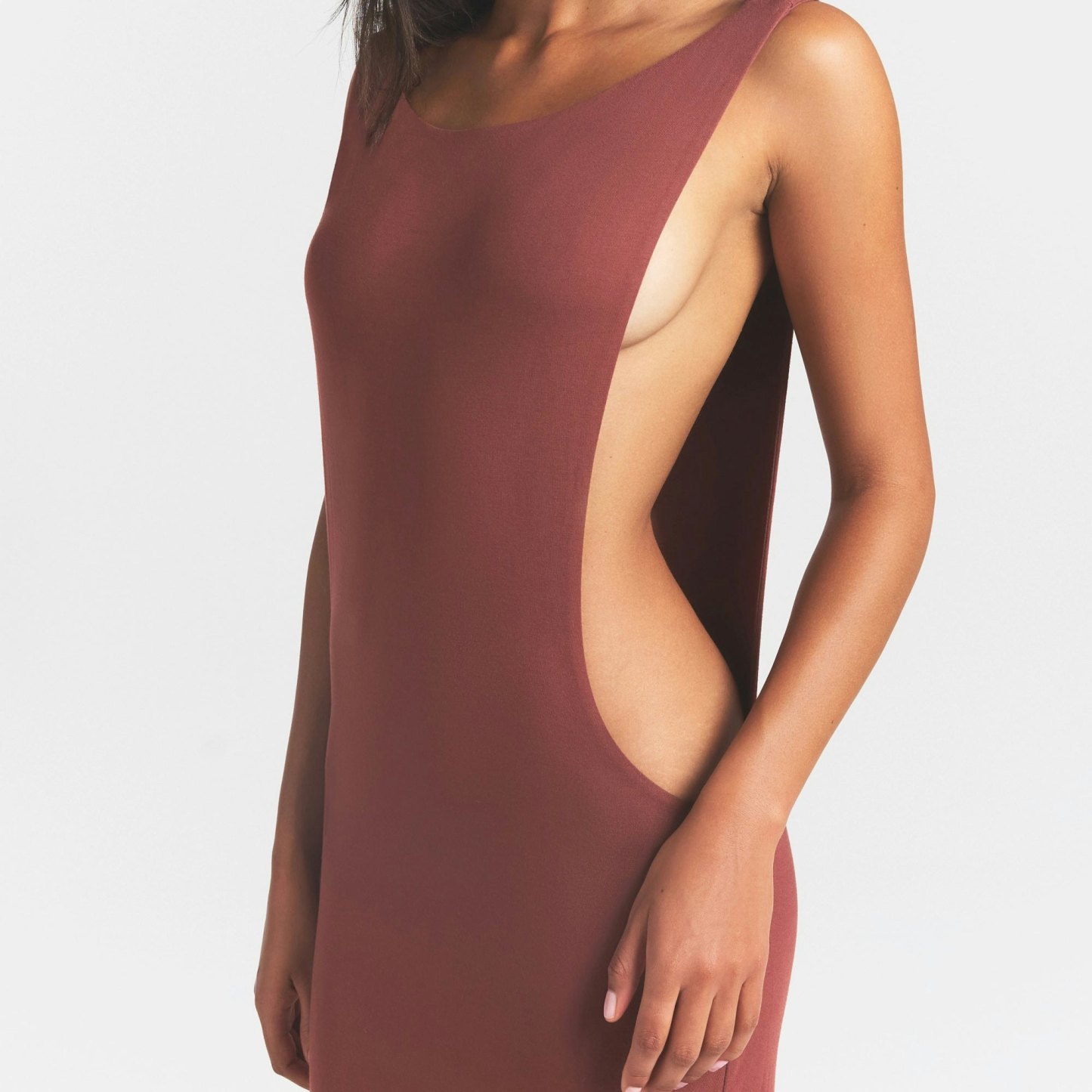 SMOOTH LAYERS CUT OUT LONG DRESS - HENNA - image 2