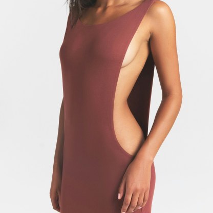 SMOOTH LAYERS CUT OUT LONG DRESS - HENNA - image 2