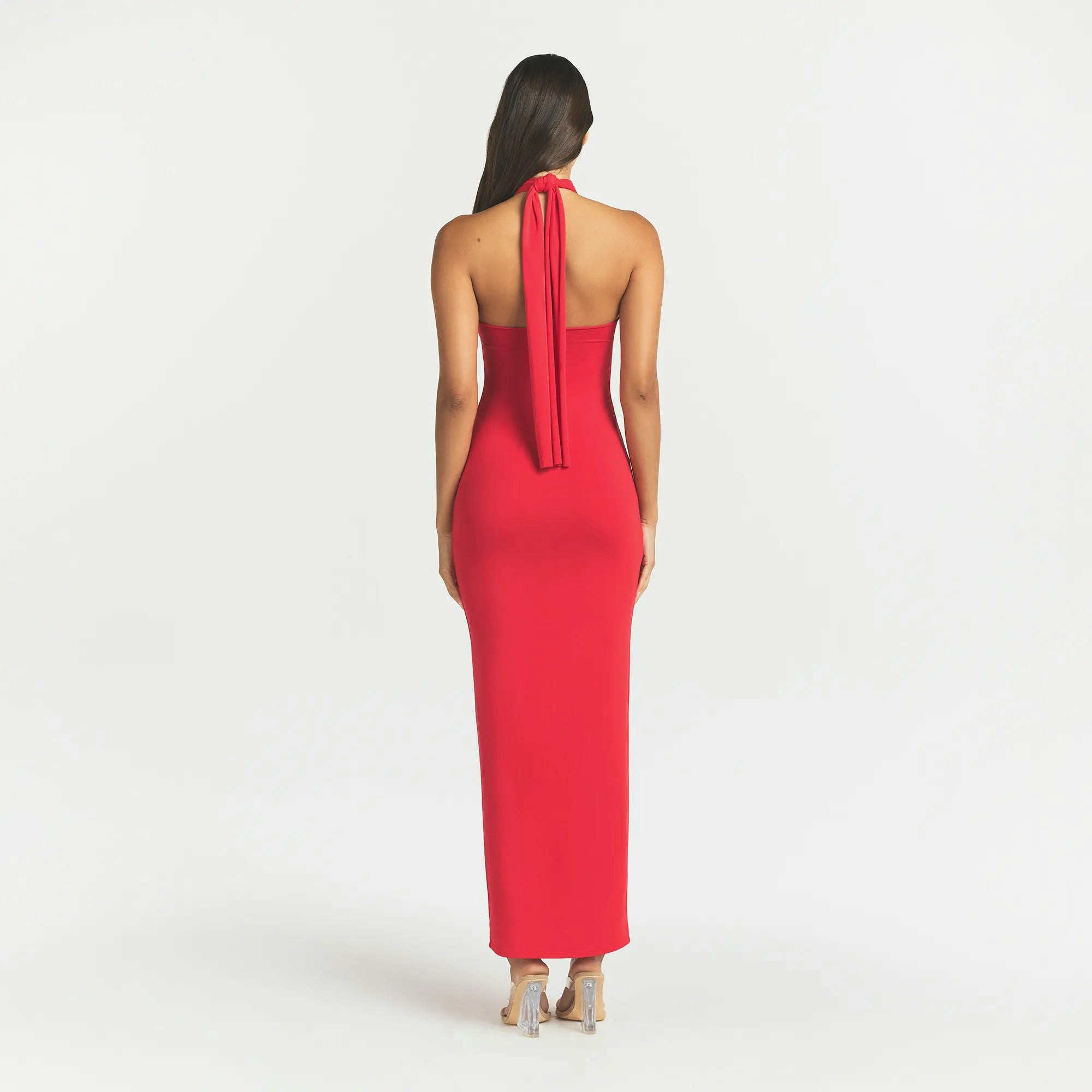 SMOOTH LAYERS CONVERTIBLE LONG DRESS - CARMINE - image 11
