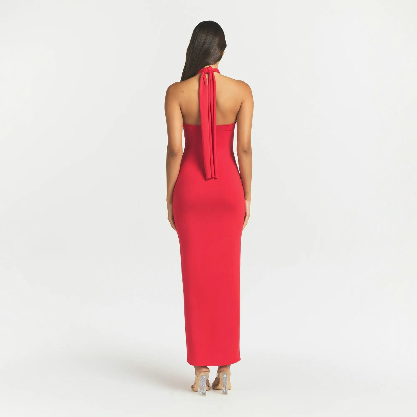 SMOOTH LAYERS CONVERTIBLE LONG DRESS - CARMINE - image 11