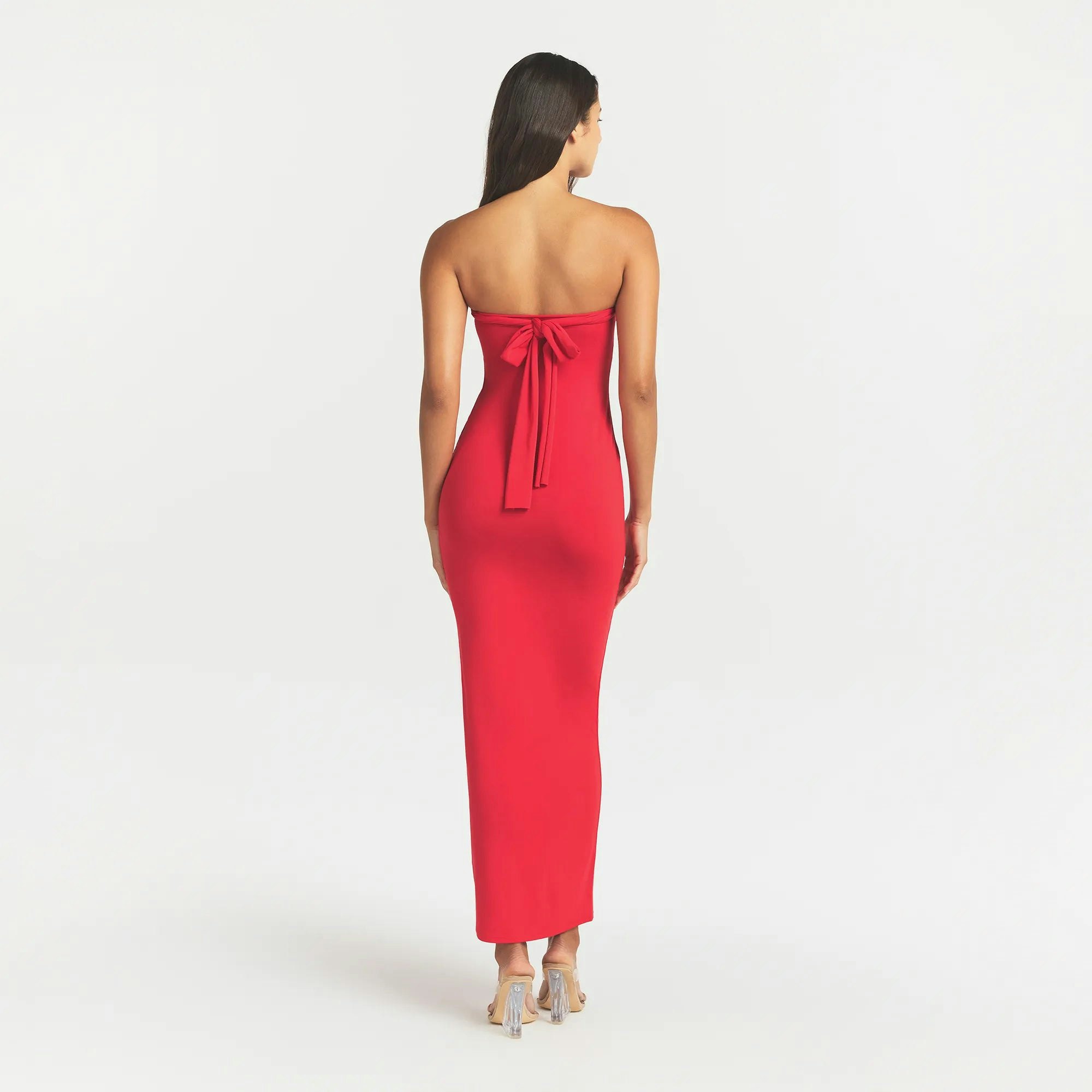 SMOOTH LAYERS CONVERTIBLE LONG DRESS - CARMINE - image 10