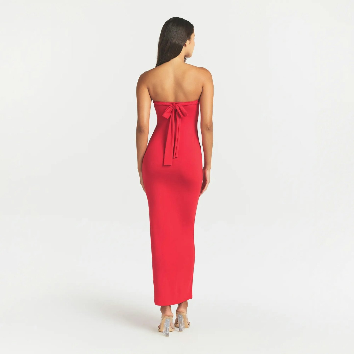 SMOOTH LAYERS CONVERTIBLE LONG DRESS - CARMINE - image 10