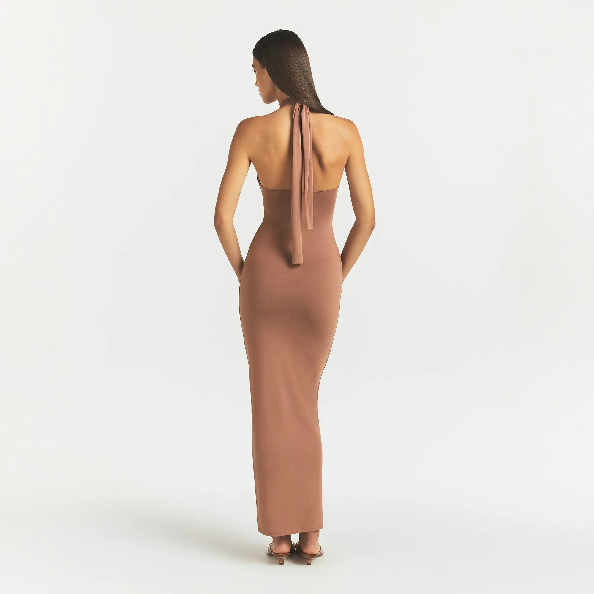 SMOOTH LAYERS CONVERTIBLE LONG DRESS - NUTMEG - image 16