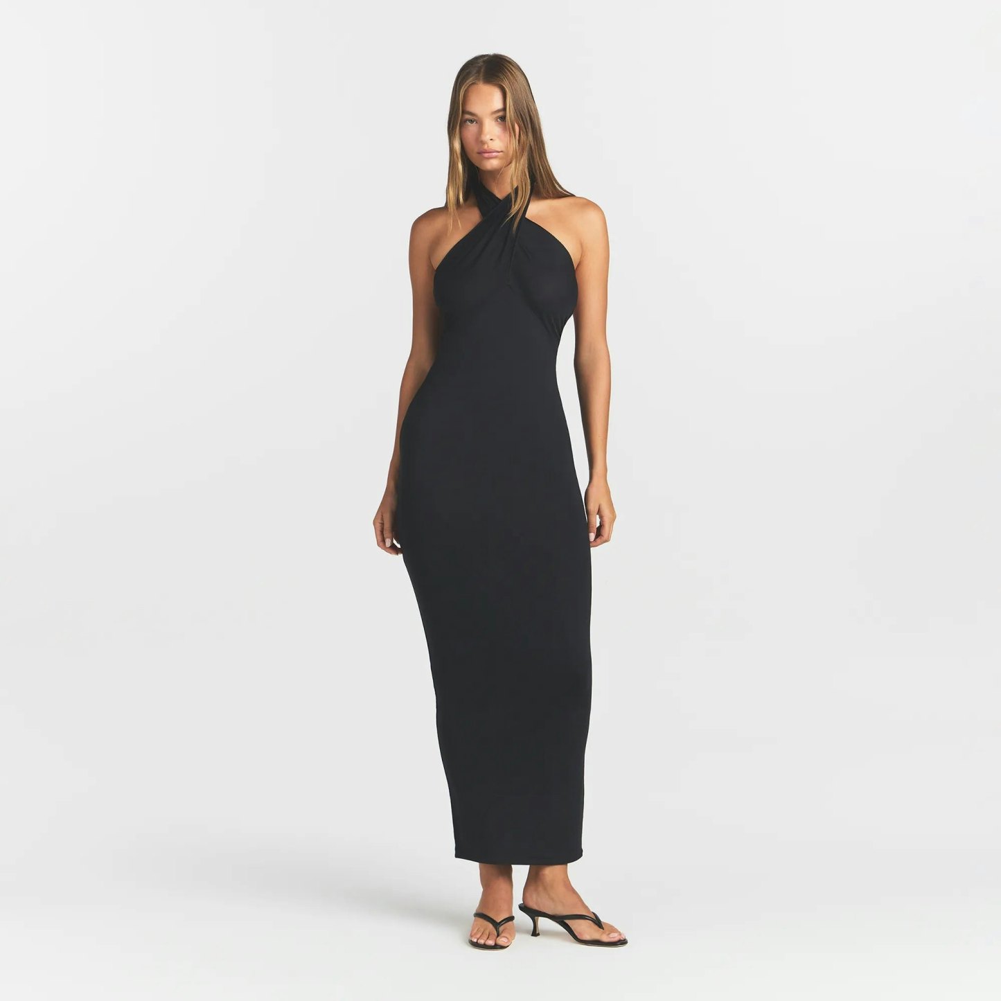 SMOOTH LAYERS CONVERTIBLE LONG DRESS - OBSIDIAN