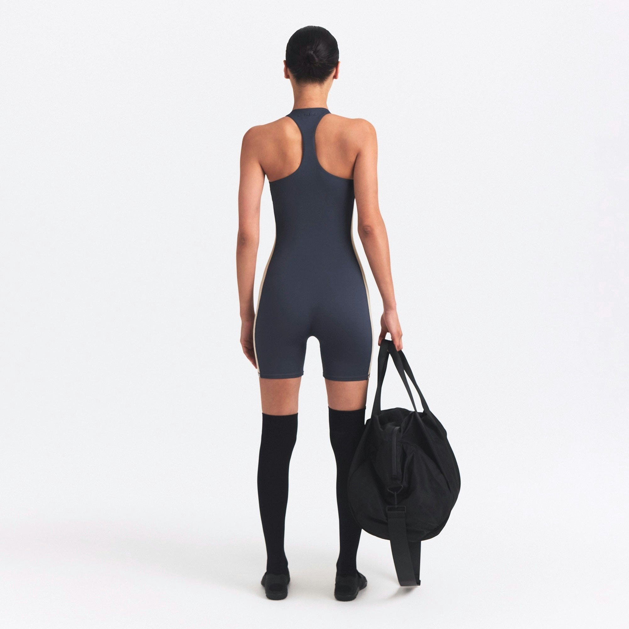 NikeSKIMS MATTE SHINE MIX RACERBACK 5" ONE PIECE - DEEP ROYAL AND STONE - image 4