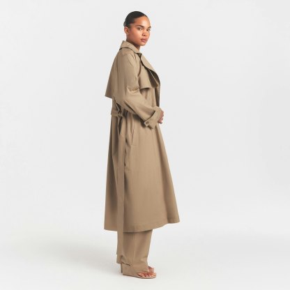 WOVEN COTTON OVERSIZED TRENCH COAT - DESERT - image 4