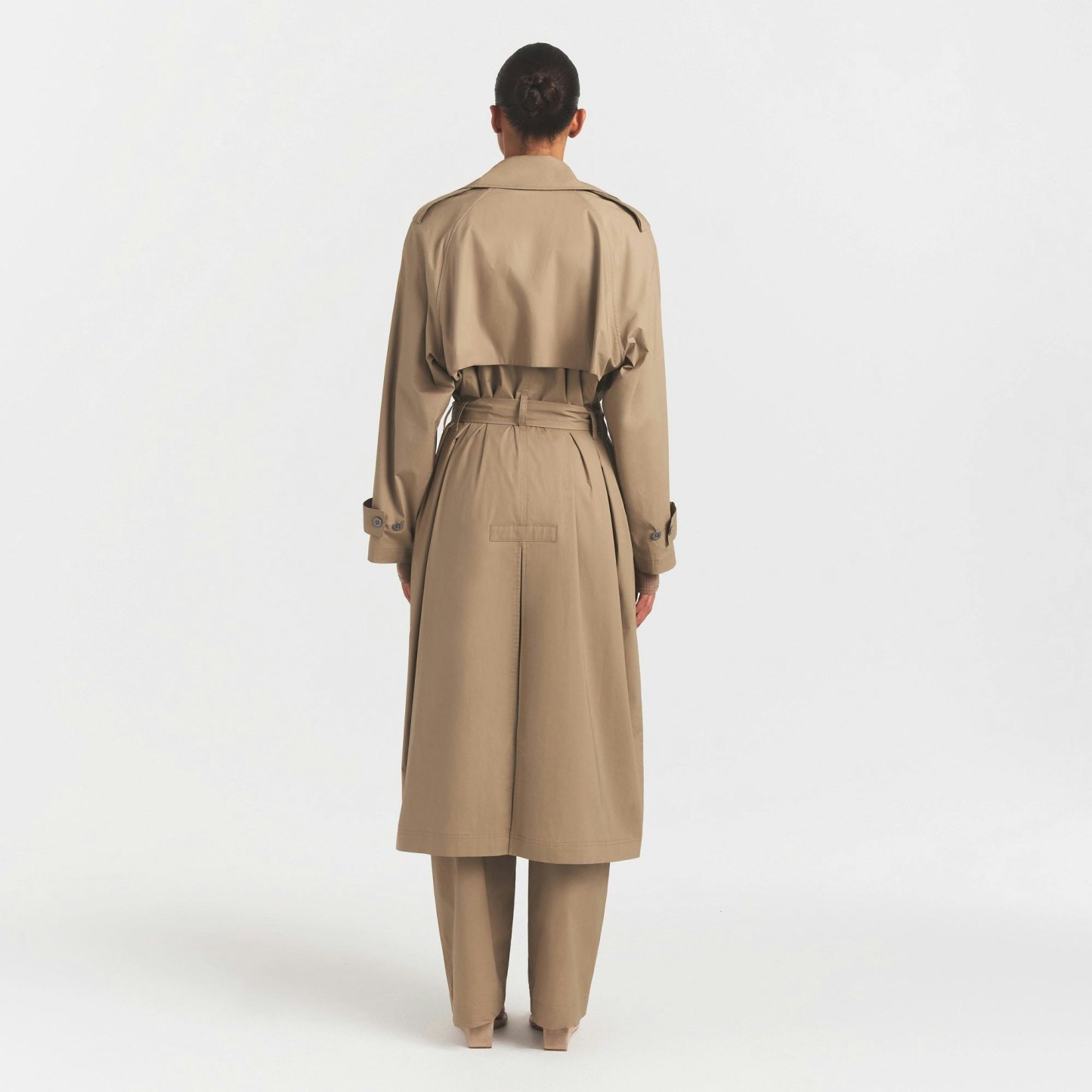 WOVEN COTTON OVERSIZED TRENCH COAT - DESERT - image 5