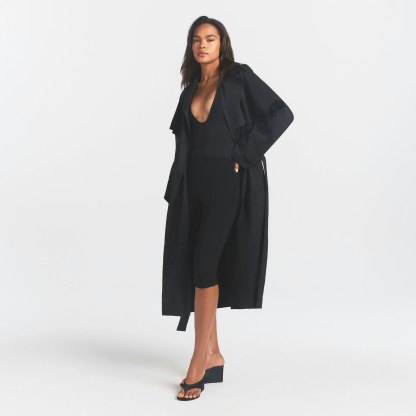 WOVEN COTTON OVERSIZED TRENCH COAT - ONYX - image 9