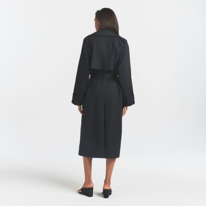 WOVEN COTTON OVERSIZED TRENCH COAT - ONYX - image 10