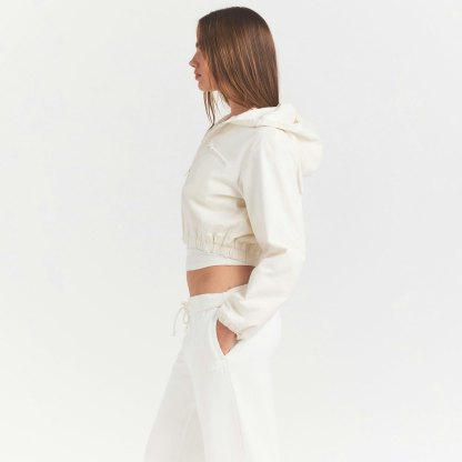 WOVEN COTTON CROPPED ZIP UP JACKET - EGRET - image 7