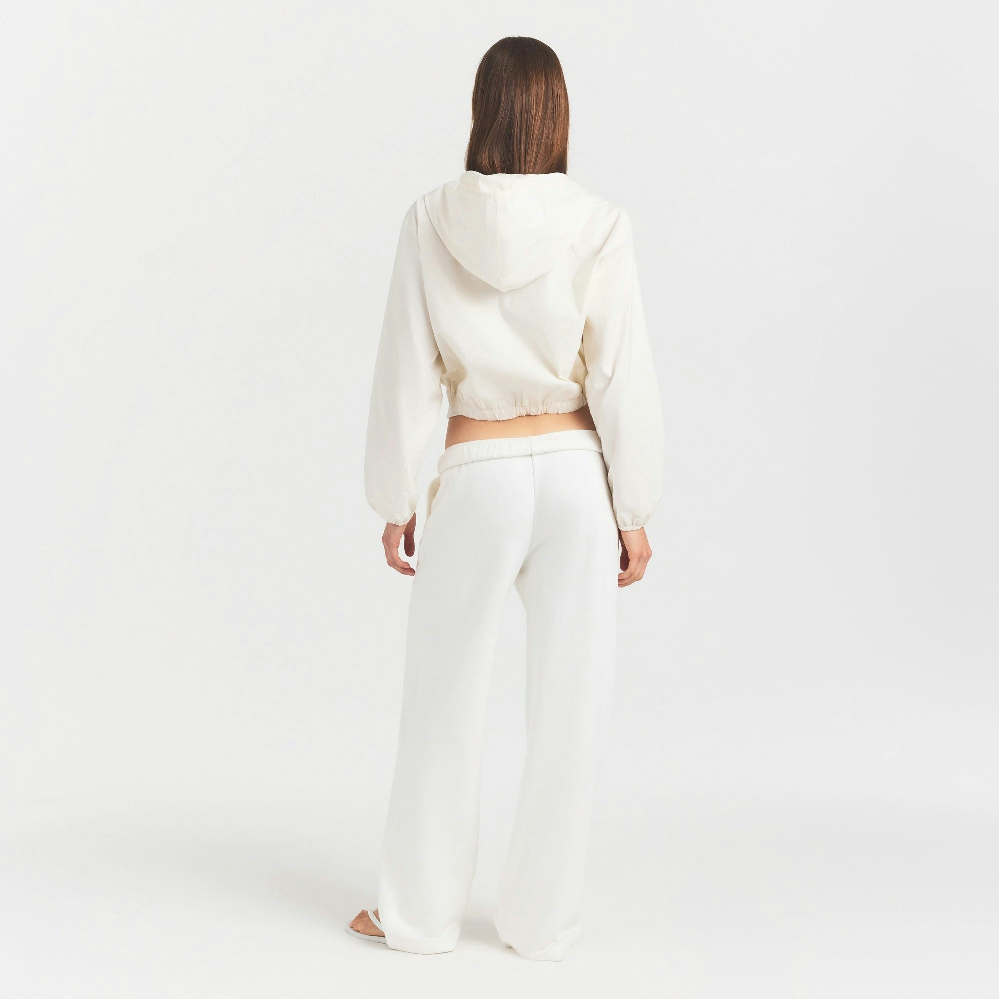 WOVEN COTTON CROPPED ZIP UP JACKET - EGRET - image 8