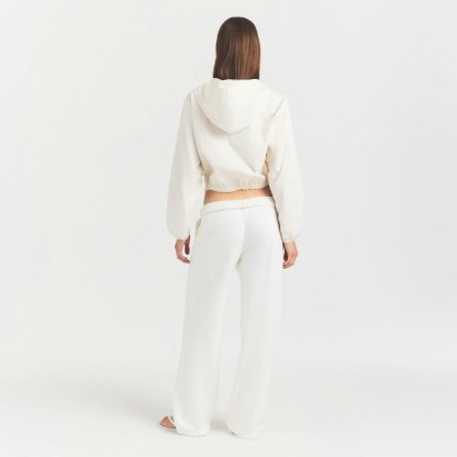 WOVEN COTTON CROPPED ZIP UP JACKET - EGRET - image 8