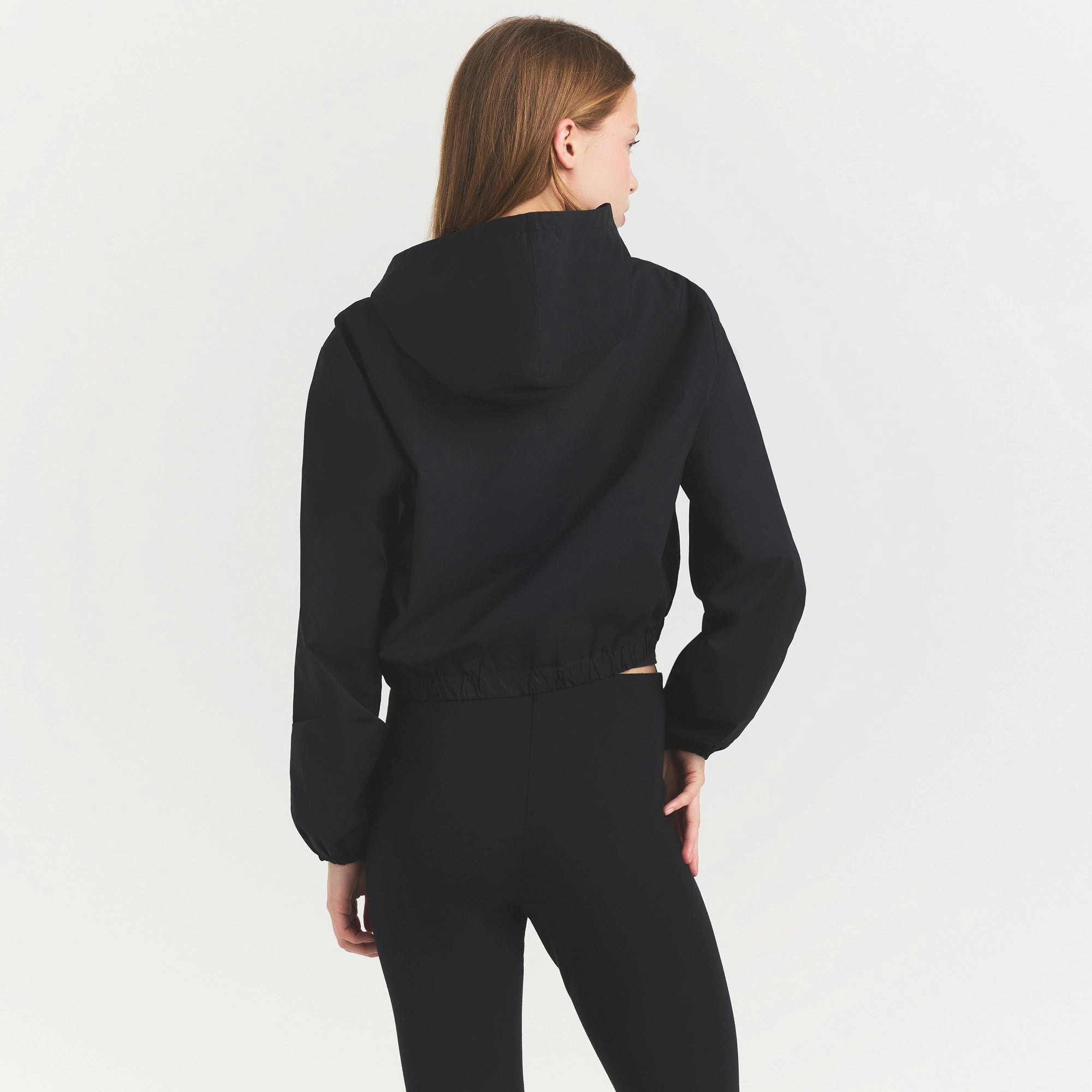 WOVEN COTTON CROPPED ZIP UP JACKET - ONYX - image 3