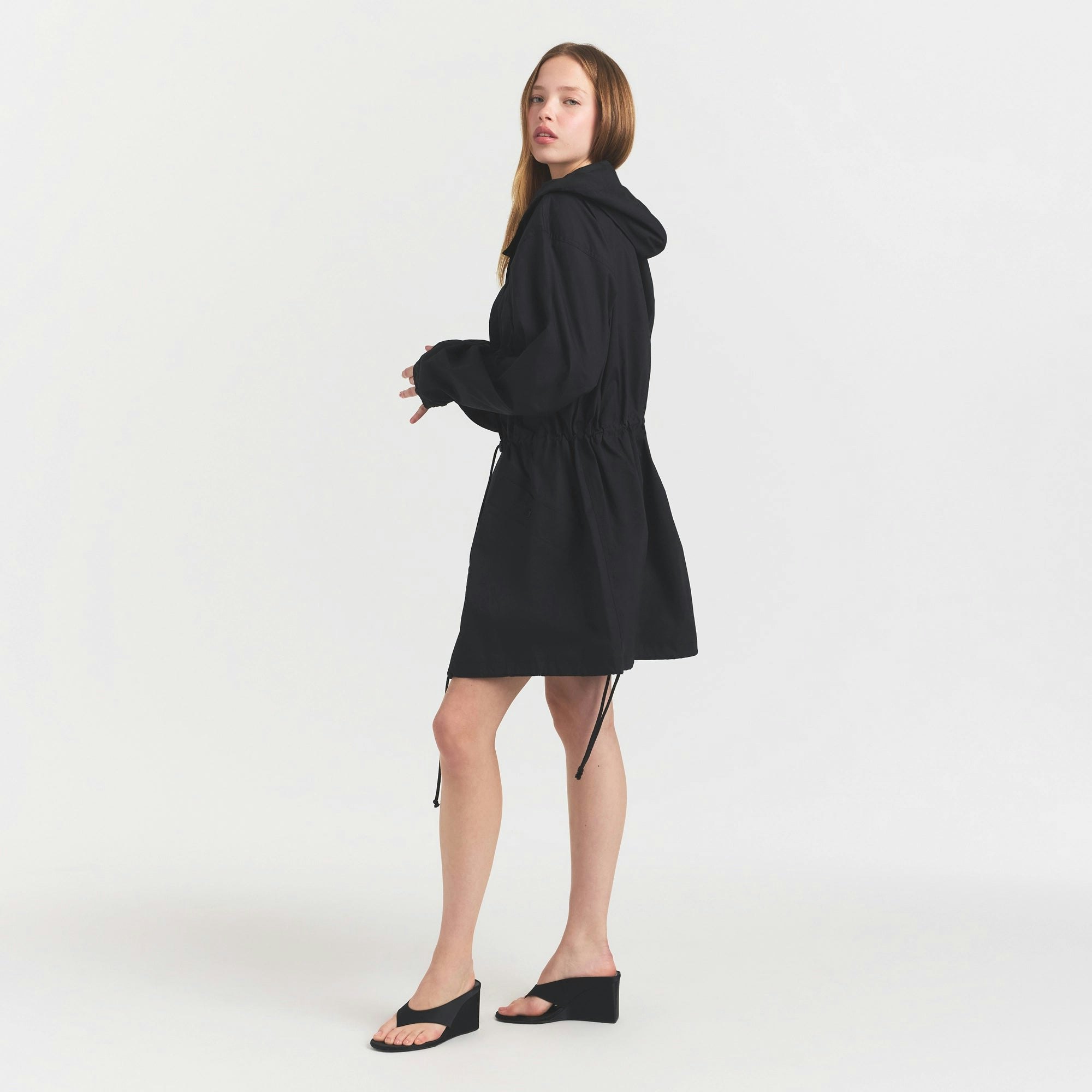 WOVEN COTTON OVERSIZED ANORAK - ONYX - image 4