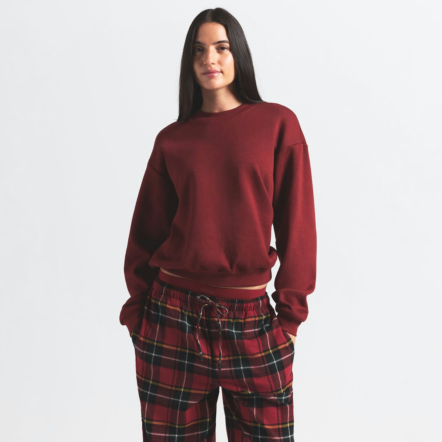 COTTON FLEECE CLASSIC CREWNECK - MERLOT - image 23