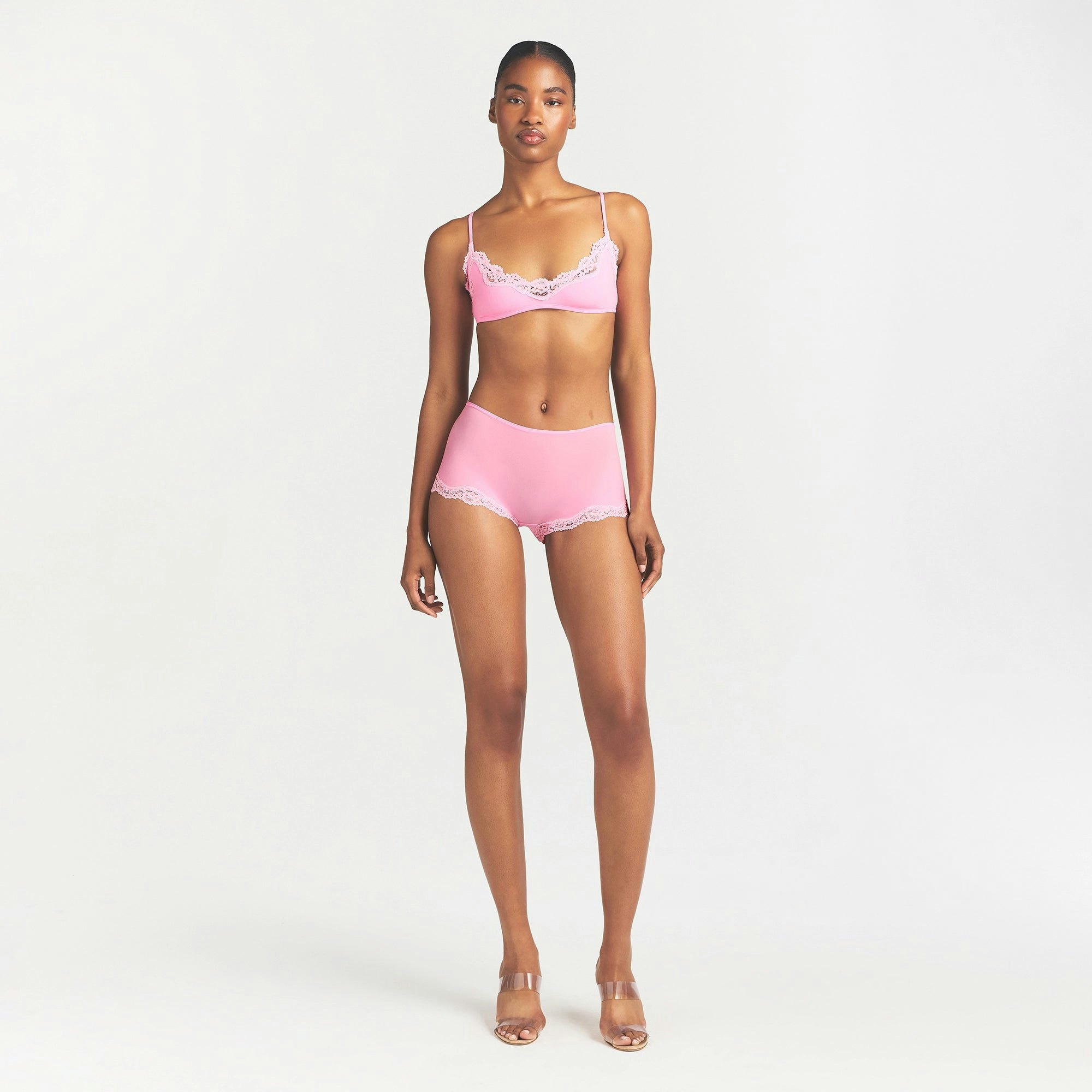 FITS EVERYBODY LACE STRING THONG - BUBBLE GUM TONAL