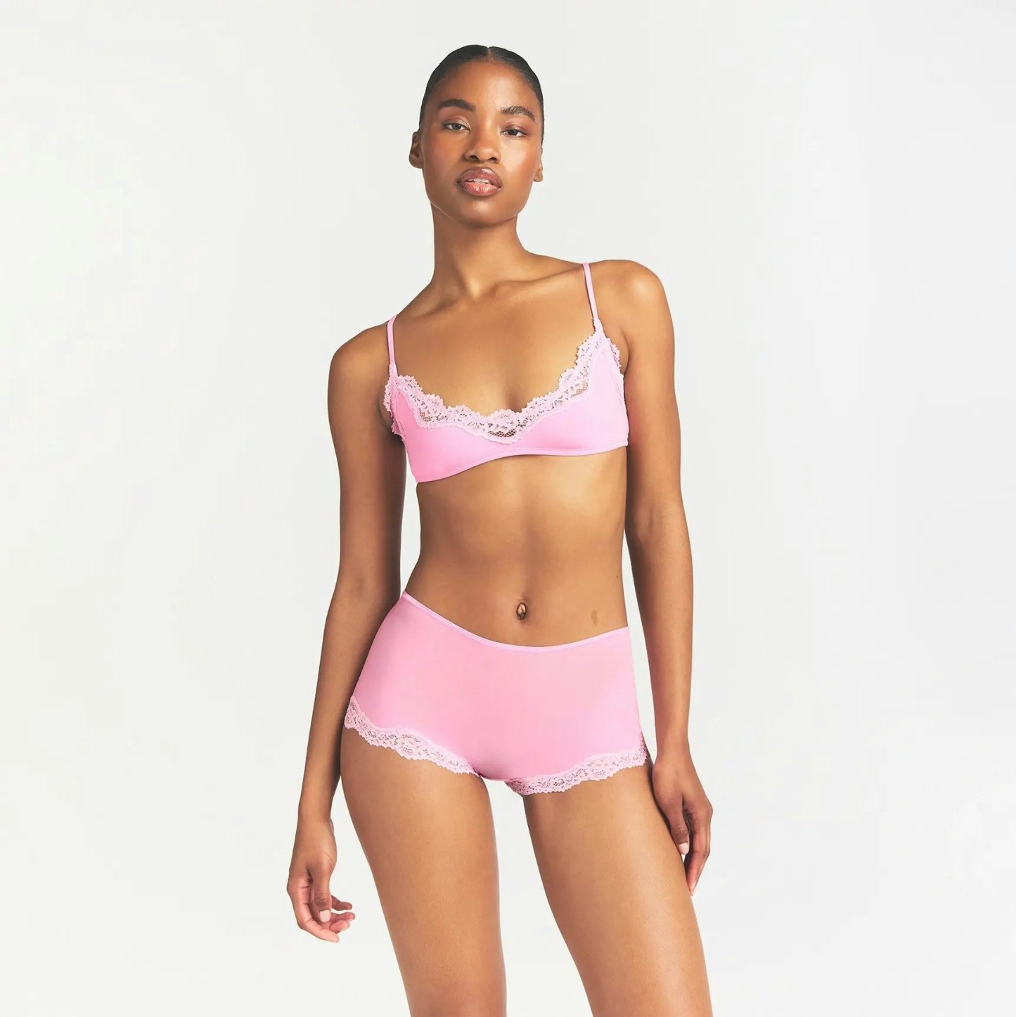 FITS EVERYBODY LACE BOY SHORT - BUBBLE GUM TONAL