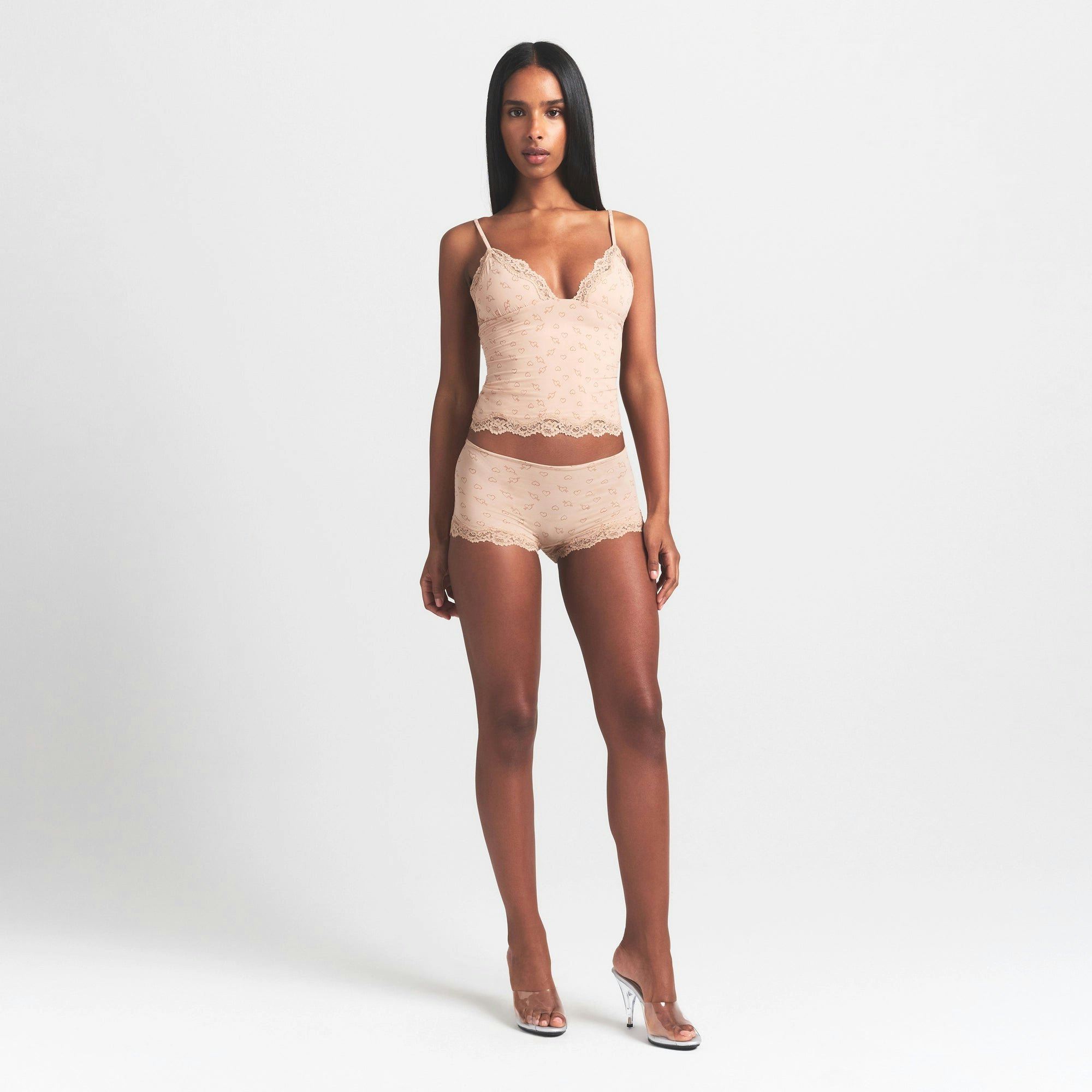 FITS EVERYBODY LACE BOY SHORT - MICA SKETCHED HEARTS