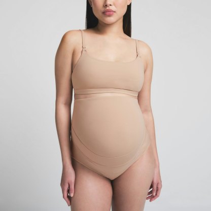 FITS EVERYBODY MATERNITY BANDED HIGH-WAISTED BRIEF - CLAY