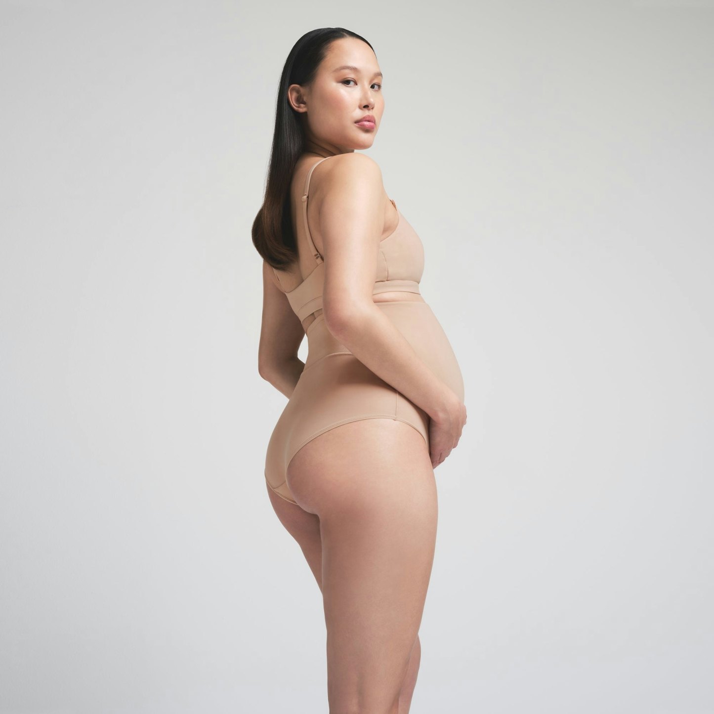 FITS EVERYBODY MATERNITY BANDED HIGH-WAISTED BRIEF - CLAY