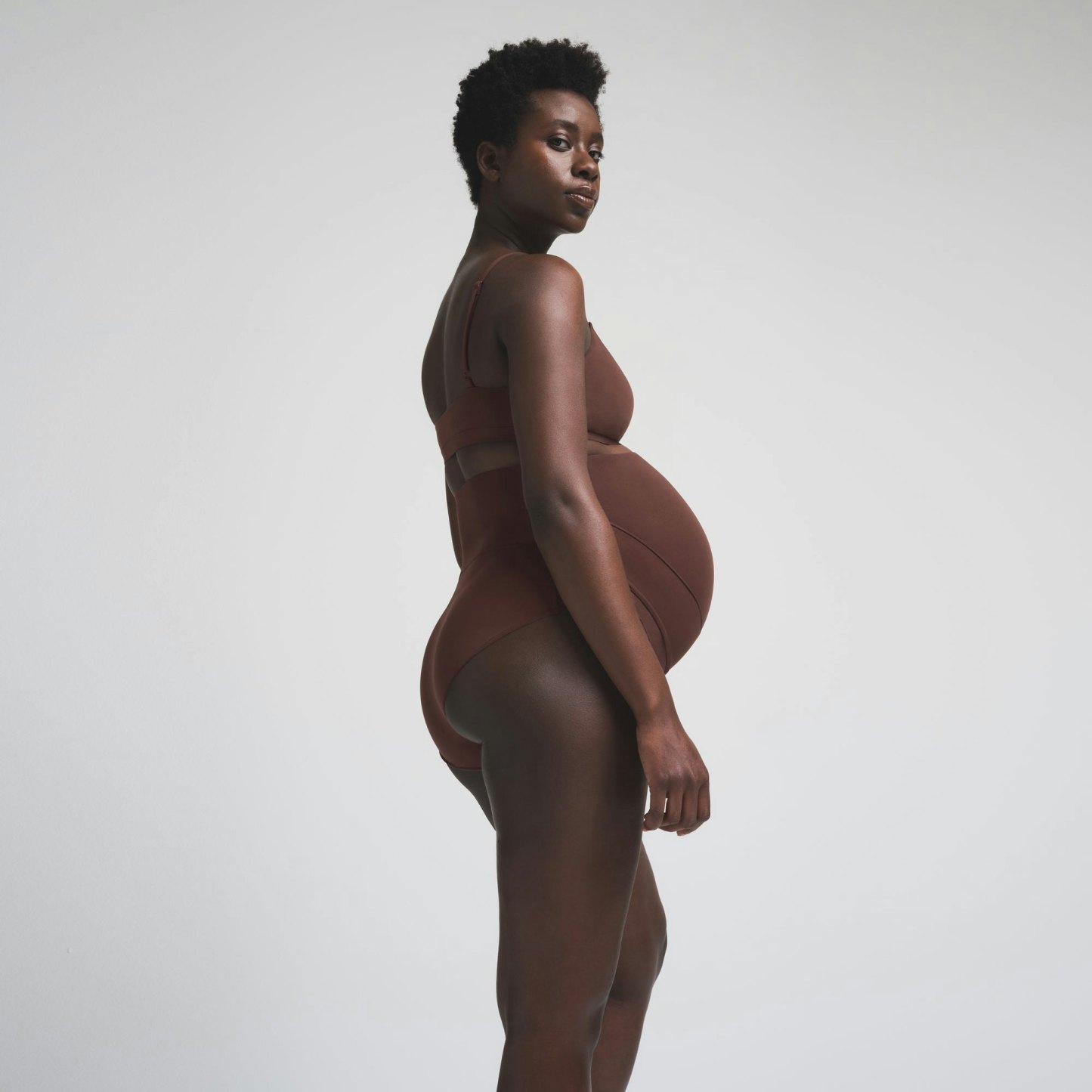 FITS EVERYBODY MATERNITY BANDED HIGH-WAISTED BRIEF - COCOA