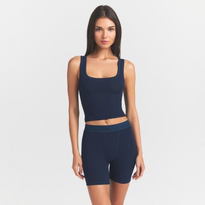 COTTON RIB BOXER - NAVY