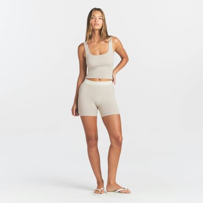 COTTON RIB BOXER - STONE