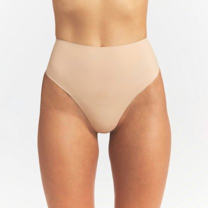 SMOOTHING INTIMATES HIGH-WAISTED THONG - CLAY
