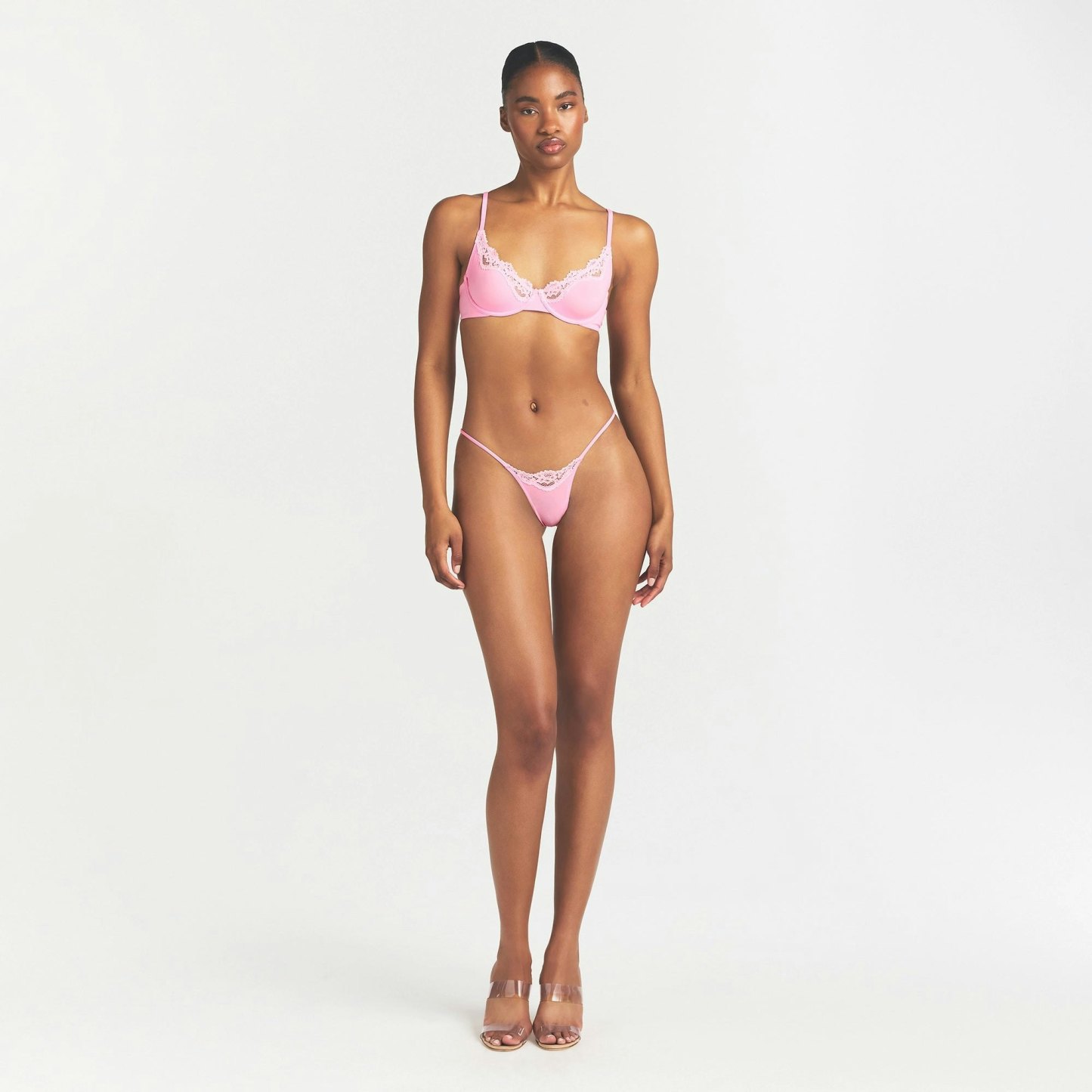 FITS EVERYBODY LACE STRING THONG - BUBBLE GUM TONAL