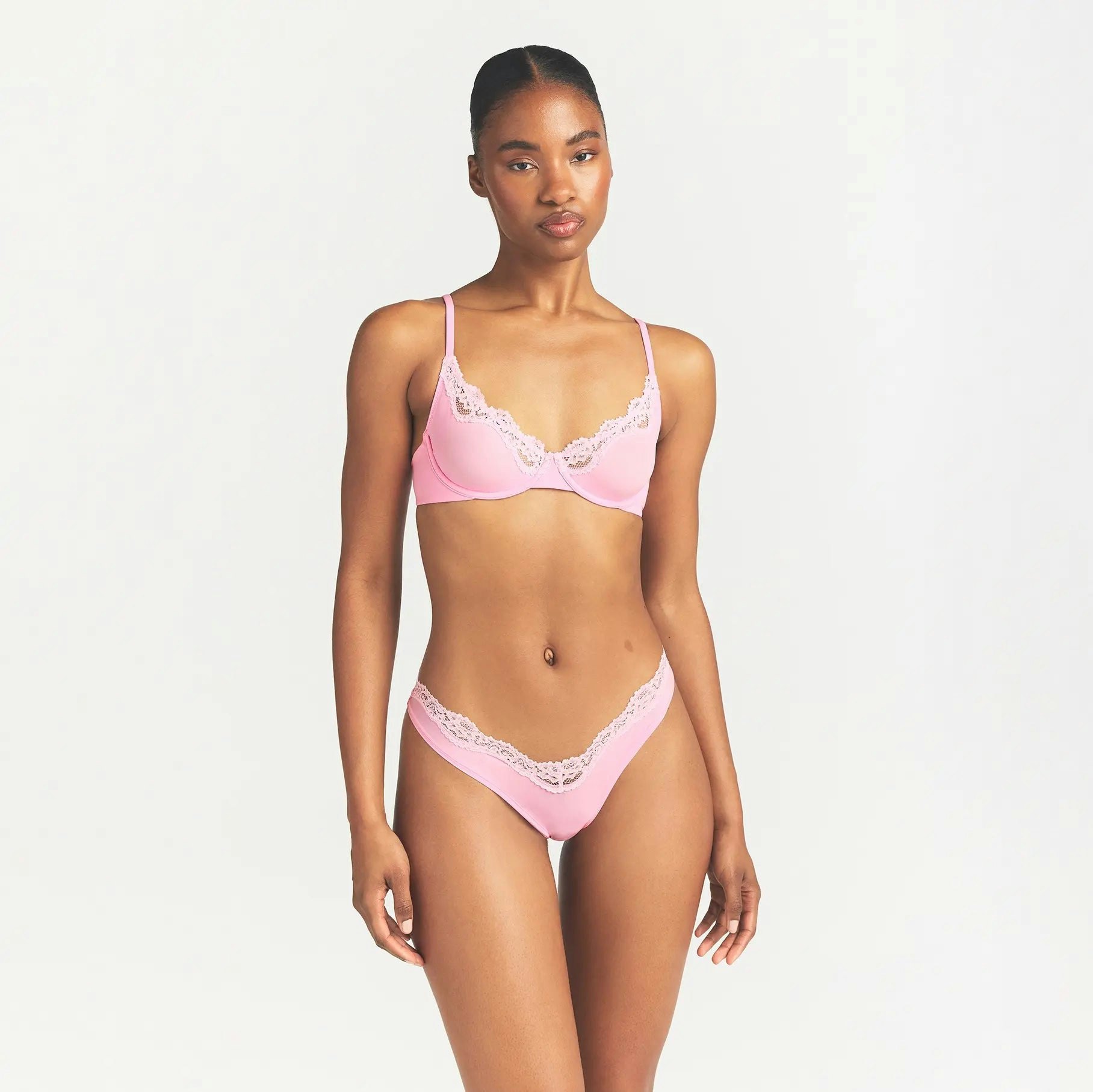 FITS EVERYBODY LACE DIPPED THONG - BUBBLE GUM TONAL