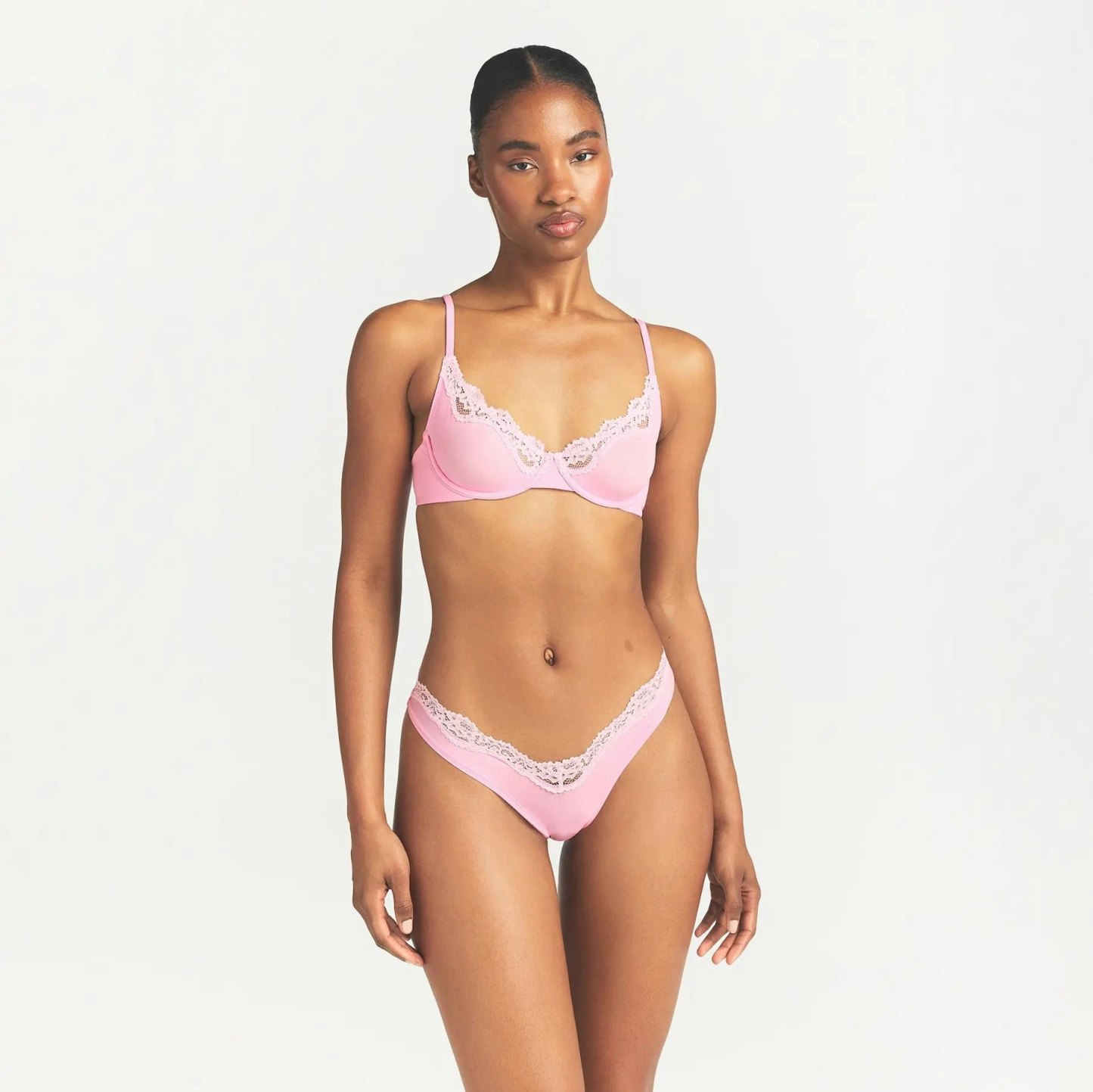 FITS EVERYBODY LACE DIPPED THONG - BUBBLE GUM TONAL