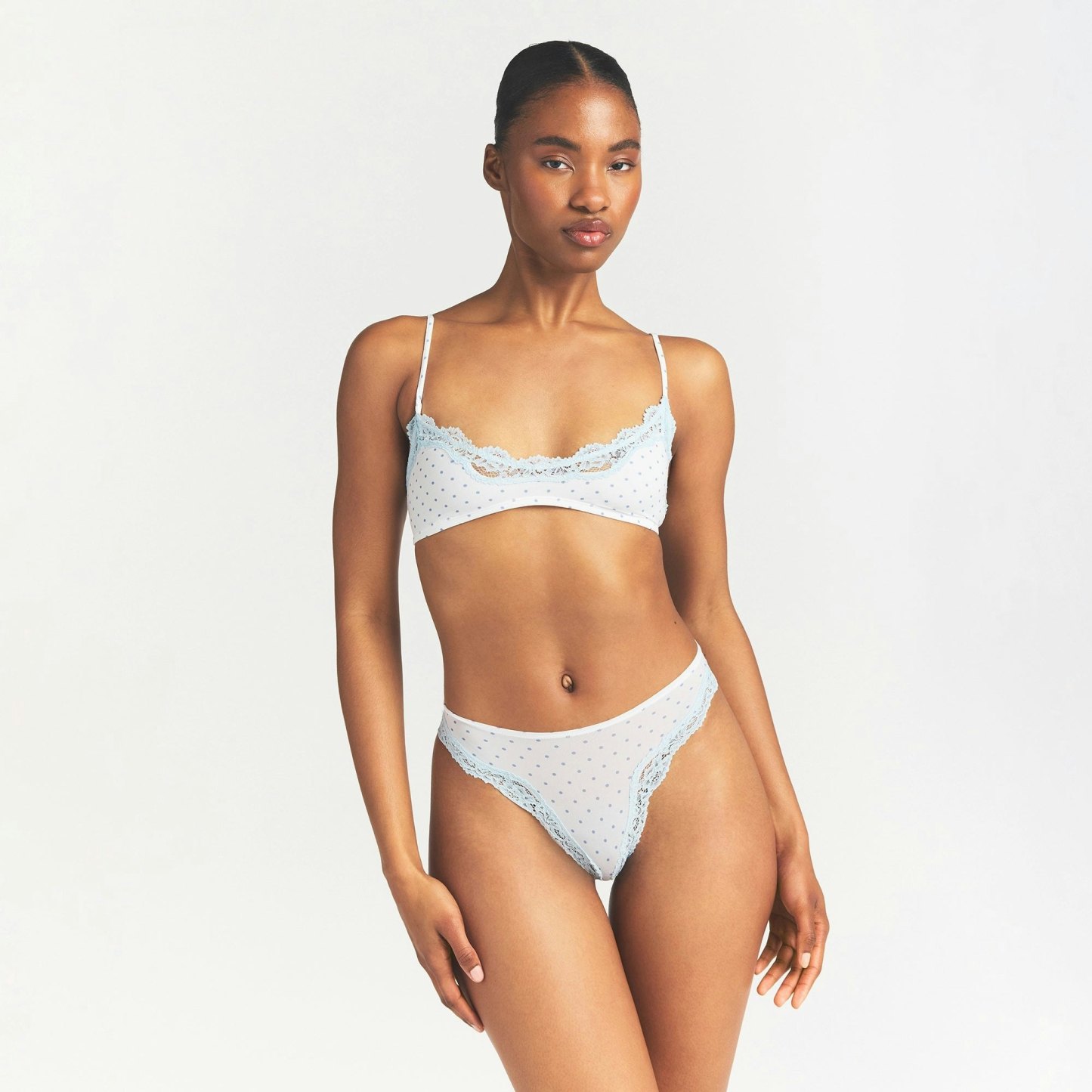 FITS EVERYBODY LACE CHEEKY TANGA 5-PACK - PIN DOT MULTI