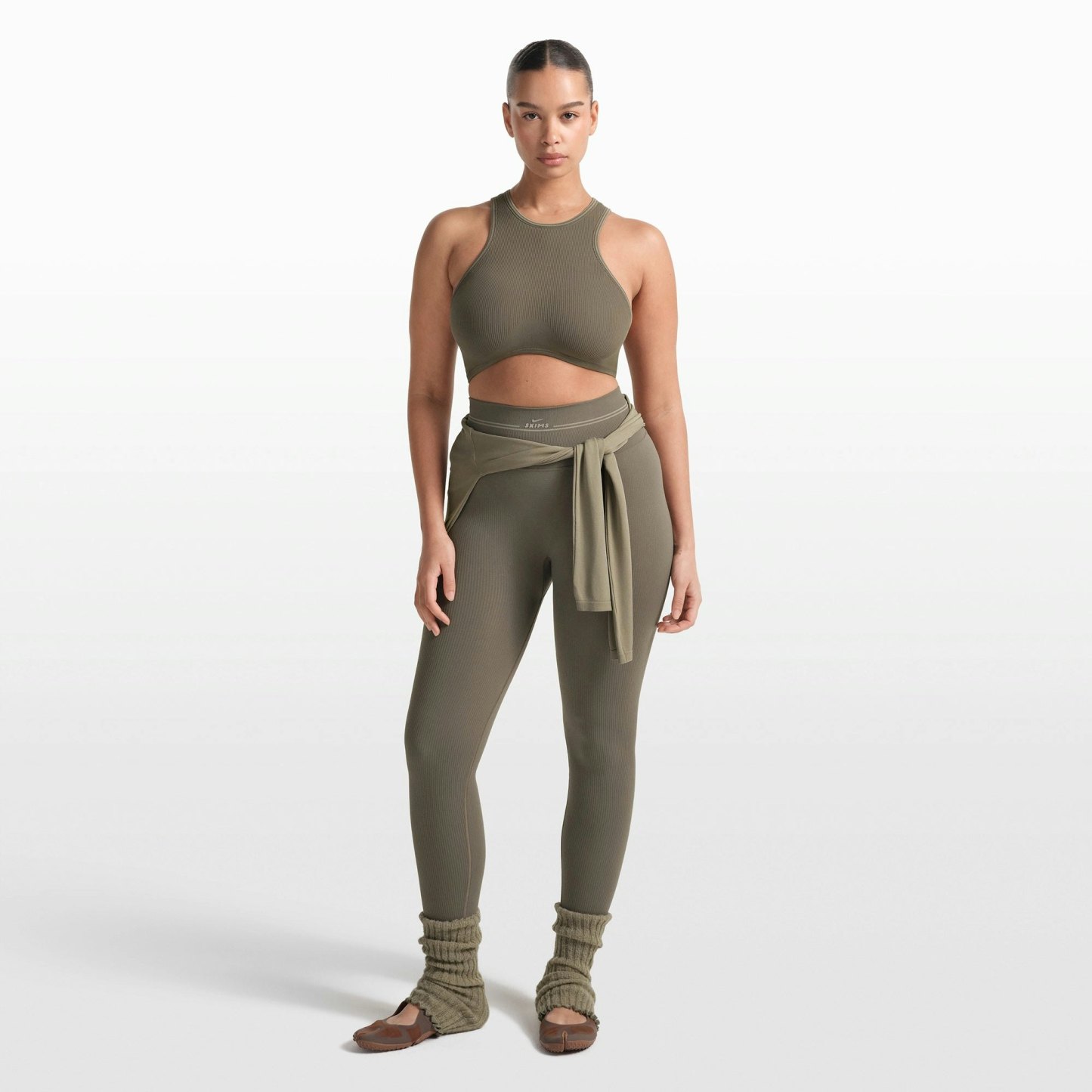 NikeSKIMS RIBBED SEAMLESS 26" LEGGING - DUSTY OAKMOSS - image 22
