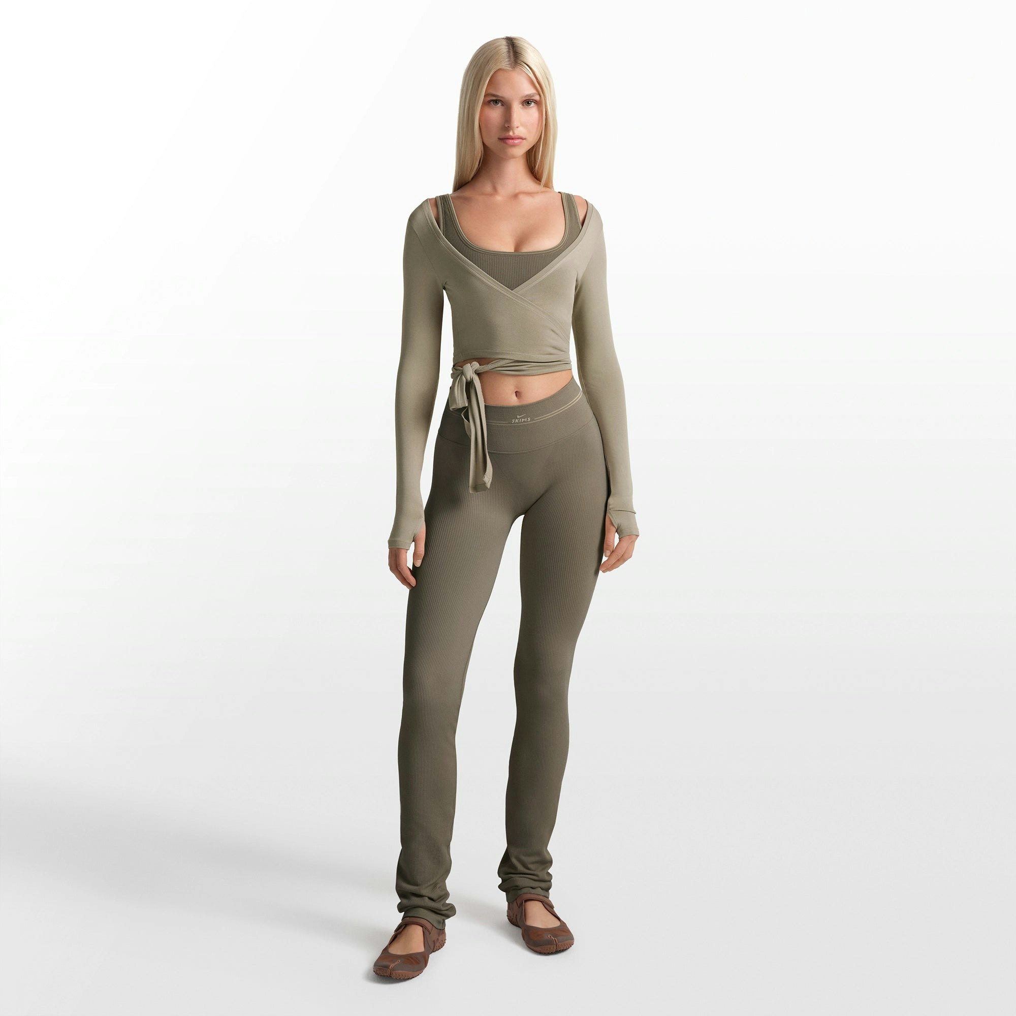 NikeSKIMS RIBBED SEAMLESS 34" STRAIGHT LEGGING - DUSTY OAKMOSS - image 22