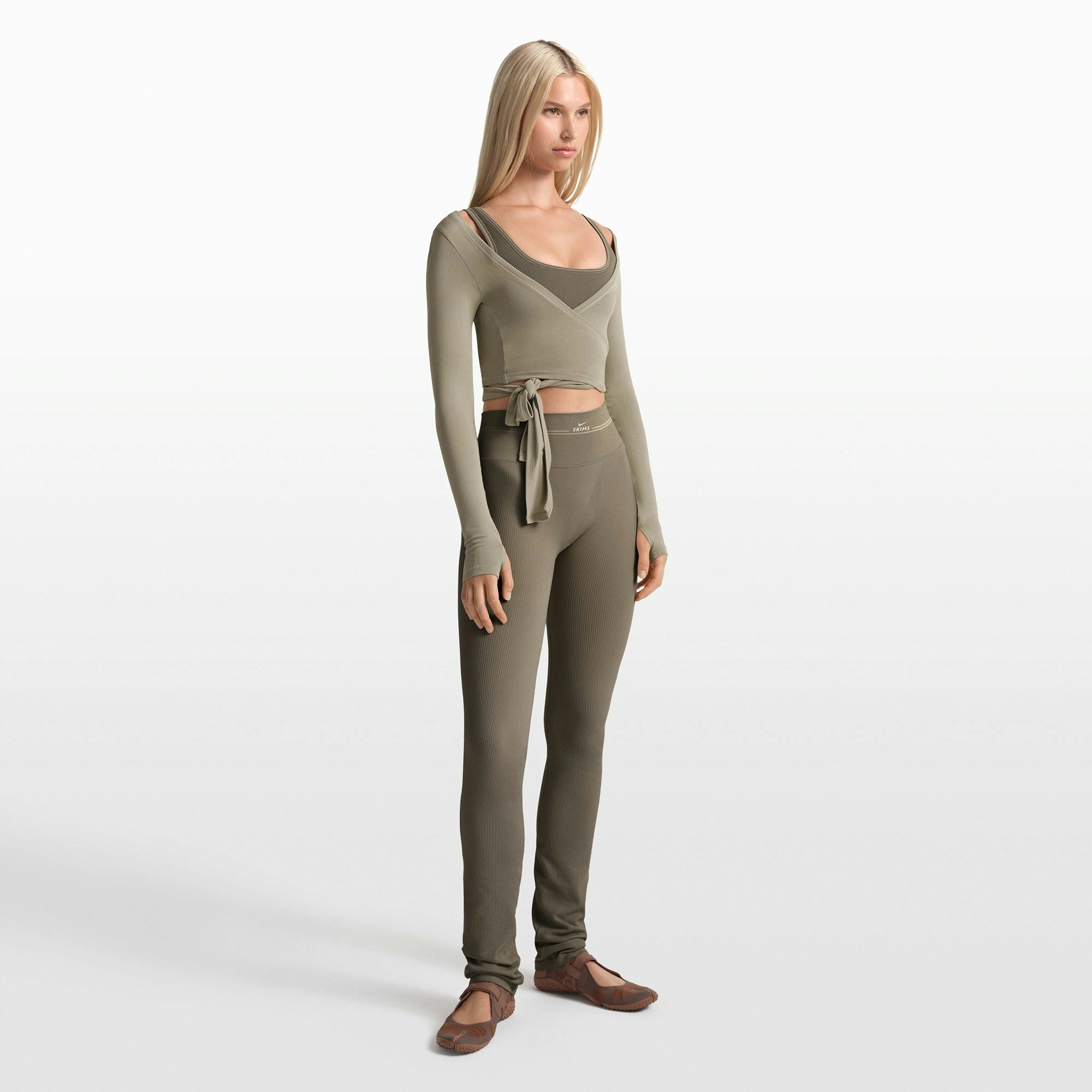 NikeSKIMS RIBBED SEAMLESS 34" STRAIGHT LEGGING - DUSTY OAKMOSS - image 25