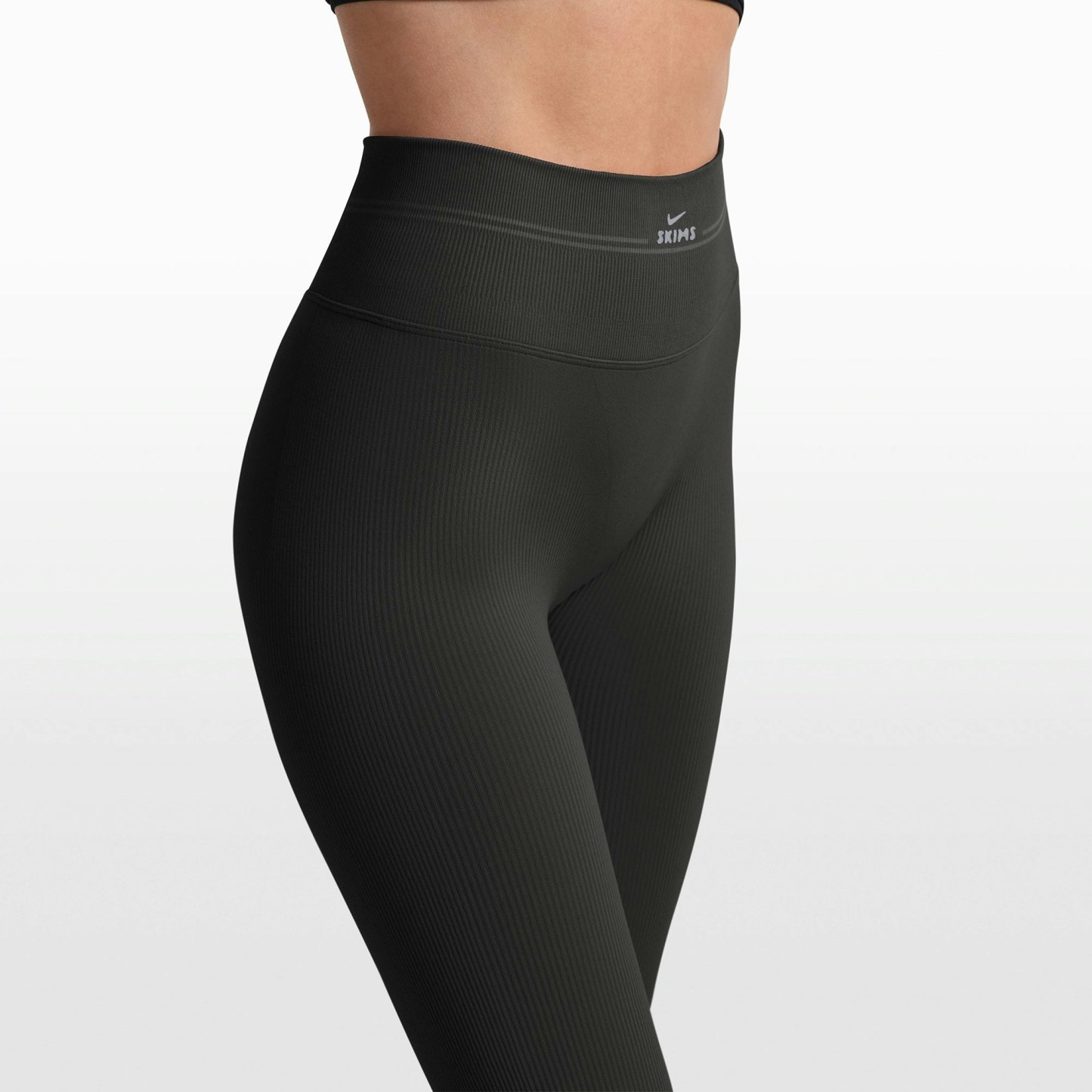 NikeSKIMS RIBBED SEAMLESS 34" STRAIGHT LEGGING - OBSIDIAN - image 2