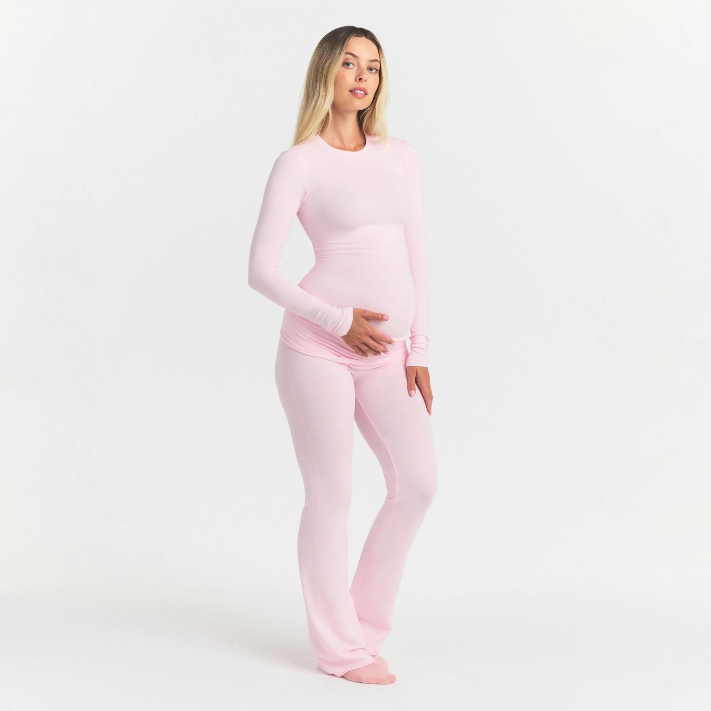 COTTON JERSEY MATERNITY FOLDOVER PANT - CHERRY BLOSSOM - image 7