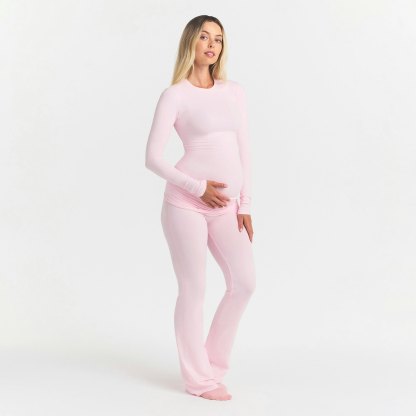 COTTON JERSEY MATERNITY FOLDOVER PANT - CHERRY BLOSSOM - image 7