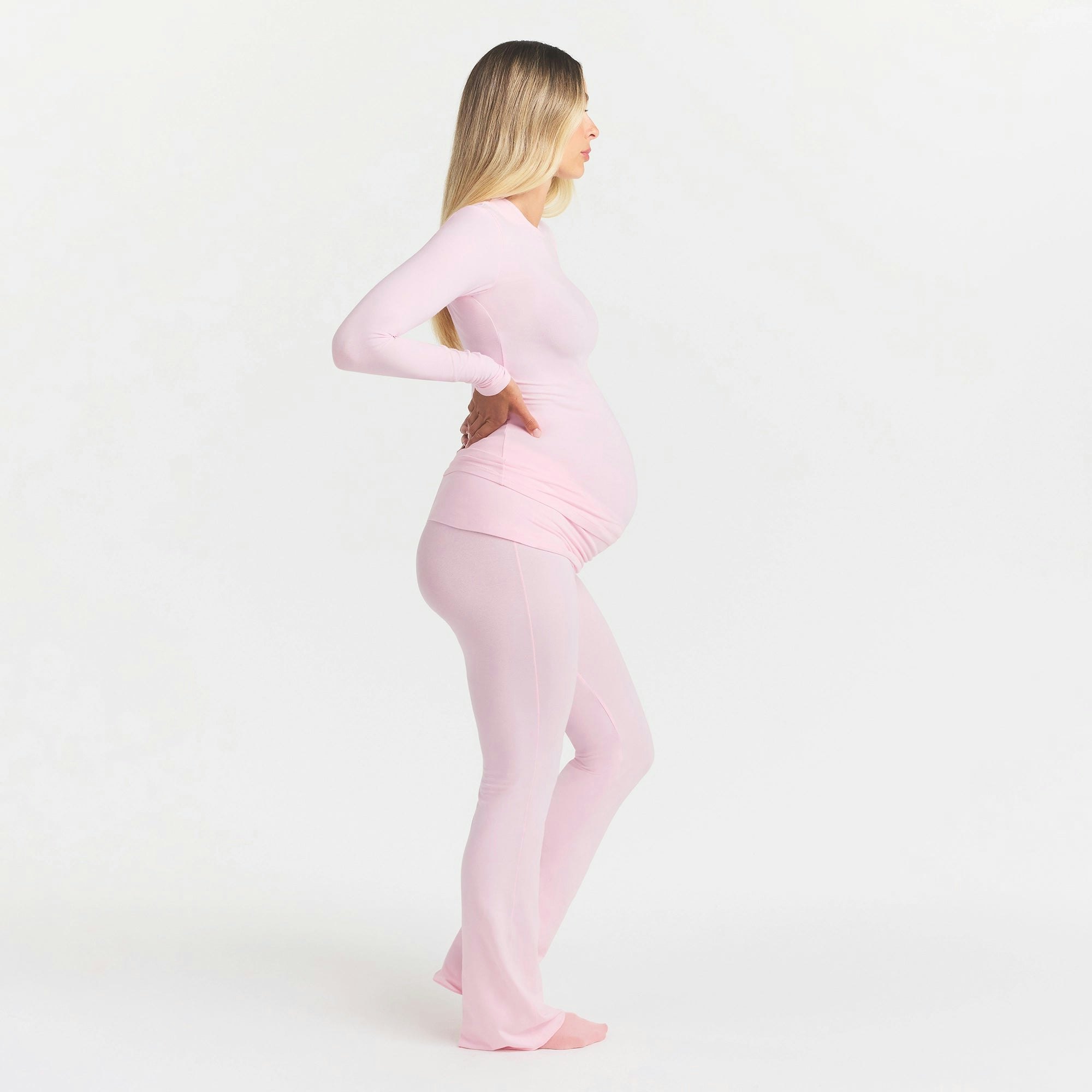 COTTON JERSEY MATERNITY FOLDOVER PANT - CHERRY BLOSSOM - image 9