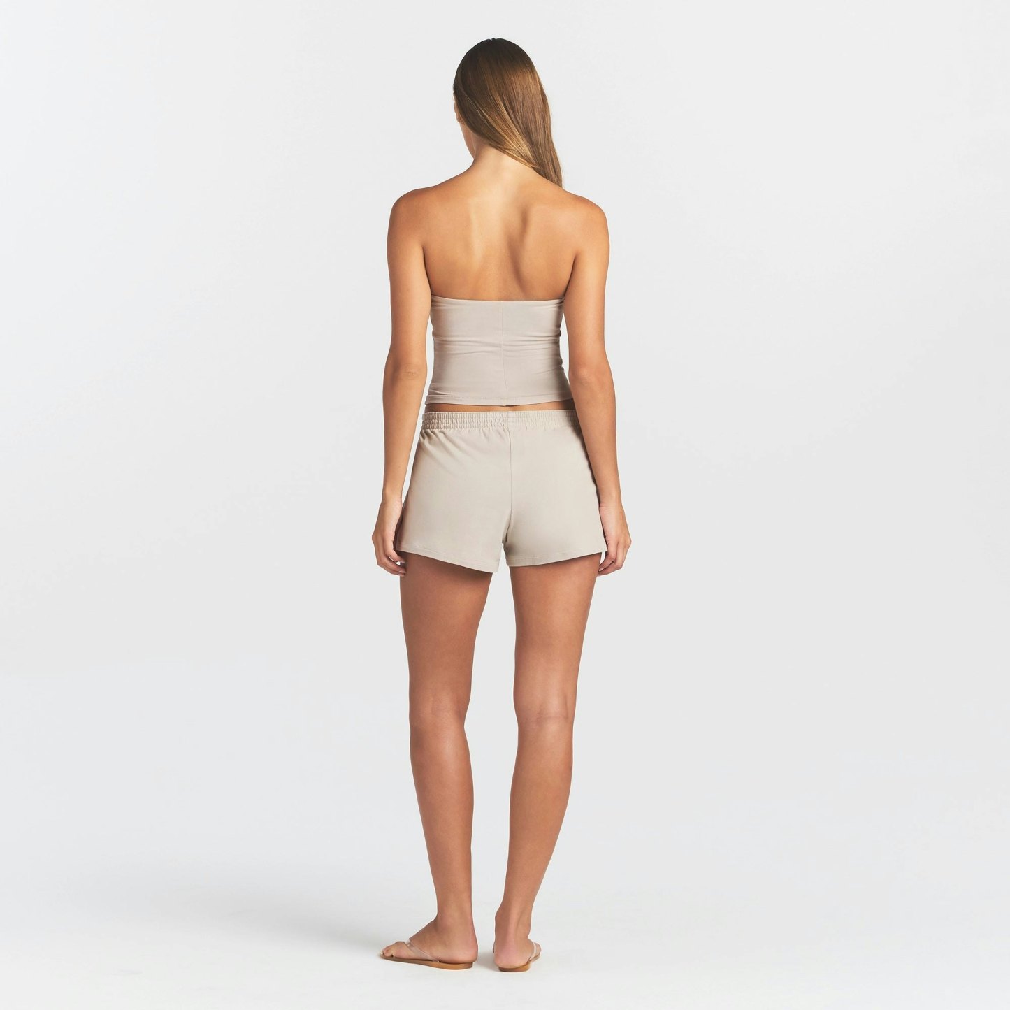 COTTON JERSEY LOOSE SHORT - STONE - image 9