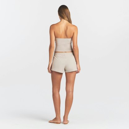 COTTON JERSEY LOOSE SHORT - STONE - image 9