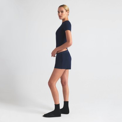 COTTON RIB LOOSE SHORT - NAVY - image 3