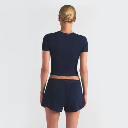 COTTON RIB LOOSE SHORT - NAVY - image 4
