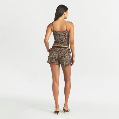 COTTON JERSEY LOOSE SHORT - SIENNA NATURAL LEOPARD - image 3