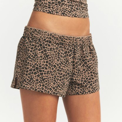 COTTON JERSEY LOOSE SHORT - SIENNA NATURAL LEOPARD - image 2