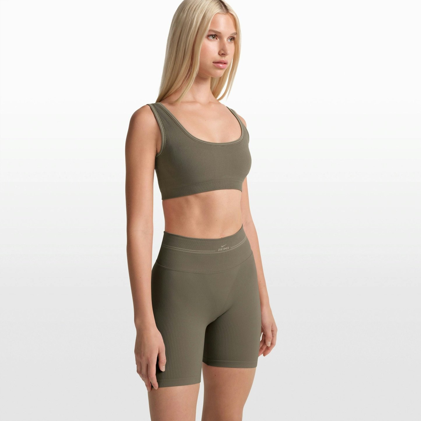 NikeSKIMS RIBBED SEAMLESS 5" BIKER SHORT - DUSTY OAKMOSS - image 23