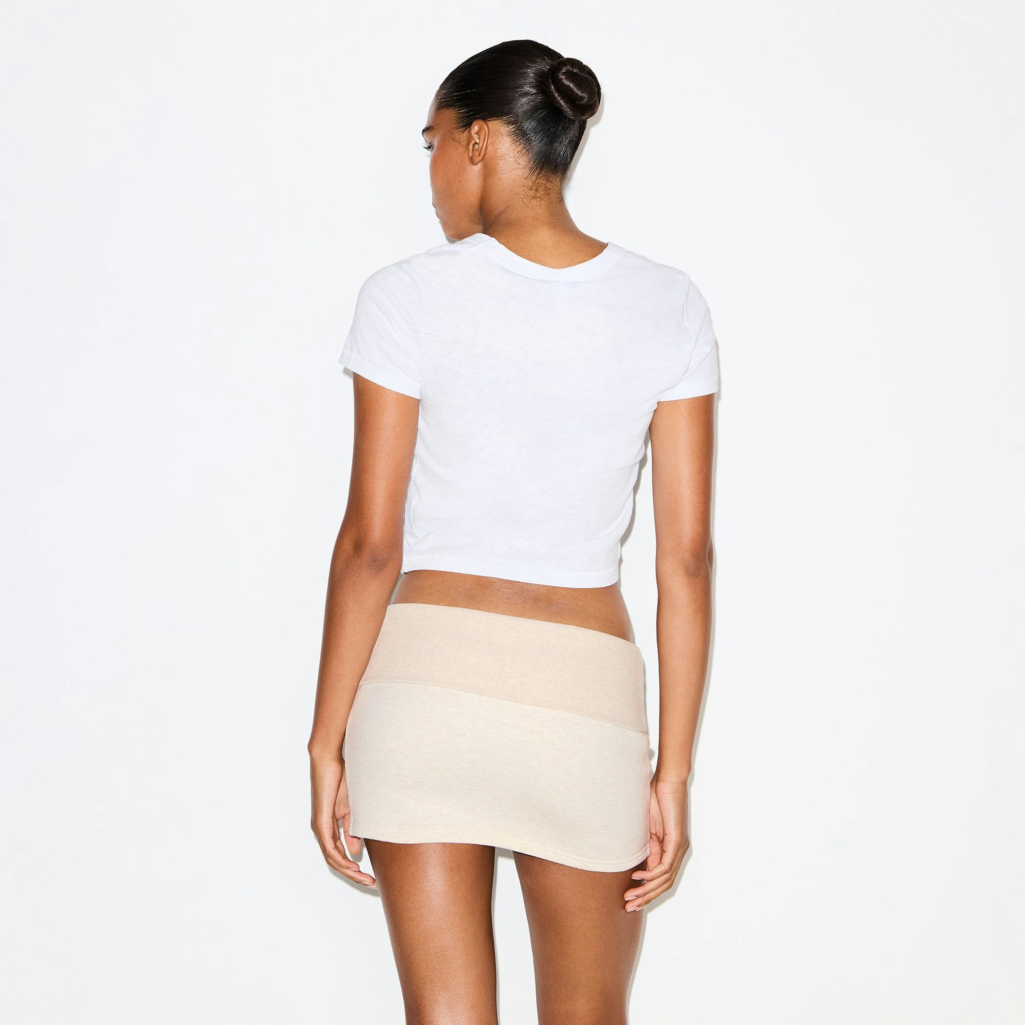 COTTON FLEECE FOLDOVER MINI SKIRT - OATMEAL HEATHER - image 11