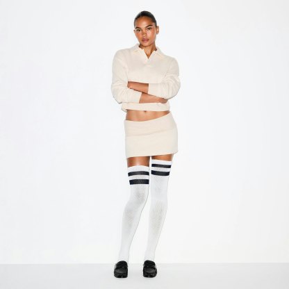 COTTON FLEECE FOLDOVER MINI SKIRT - OATMEAL HEATHER - image 8