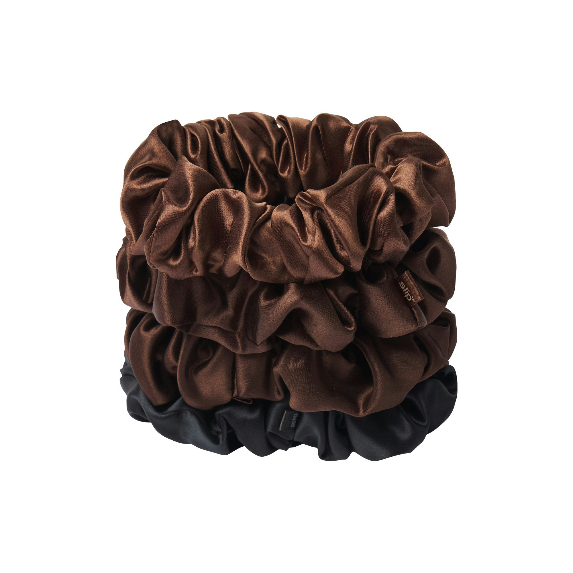 SLIP X SKIMS PURE SILK LARGE SCRUNCHIES 4-PACK - DEEP
